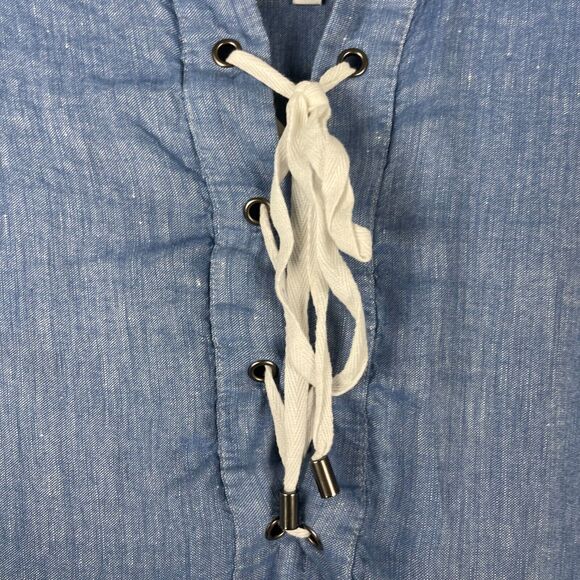 Rails Rocky Linen Blend Dress Womens Large Blue Short Sleeve Catalina Stripe - Picture 9 of 16